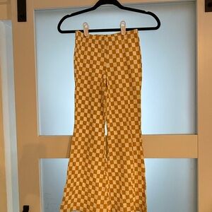 Youth, Yellow and White Checkered Bell bottom/Flared Pants